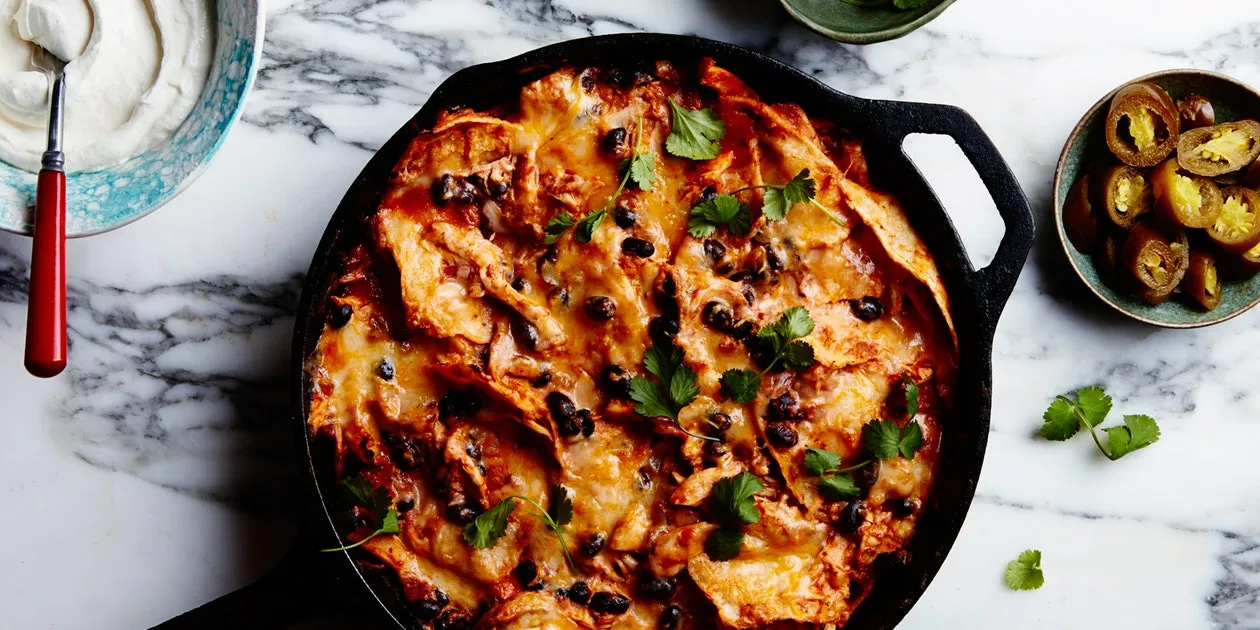 Cheesy Rotisserie Chicken Enchilada Skillet