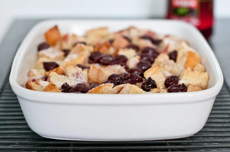 Cherry, Prunes And Almond Bread Pudding