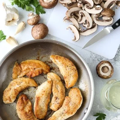 Chicken And Mushrooms In A Garlic White Wine Sauce