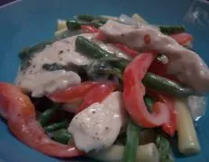 Chicken And Ziti With Asparagus In A Creamy Sauce