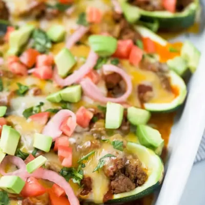 Chicken Enchilada Stuffed Zucchini