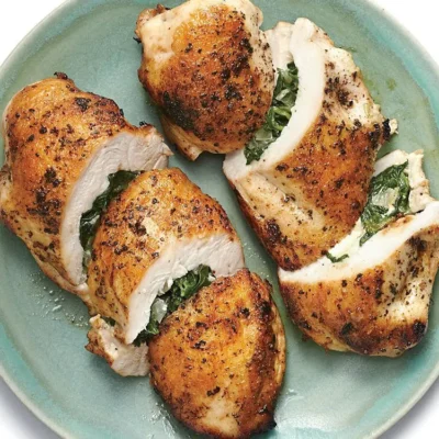 Chicken Roulade With Spinach Feta Cheese And