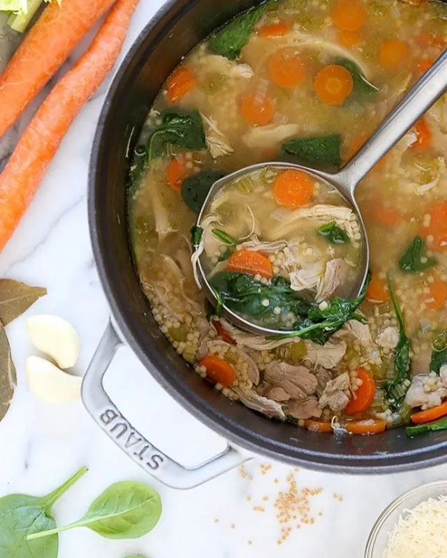 Chicken Soup With Spinach And Whole Wheat Acini Di Pepe