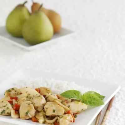 Chicken Stir Fried With Bosc Pears