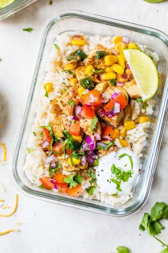 Chicken Taco Poblano Rice Bowls