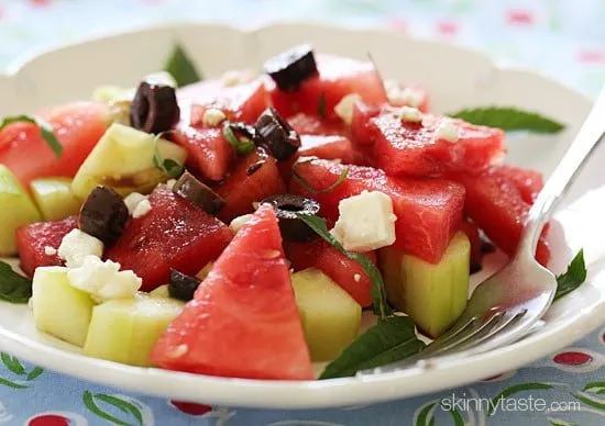 Chilled Watermelon Cucumber Feta Salad