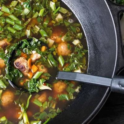 Chinese Cabbage Bok Choy And Pork Meatball