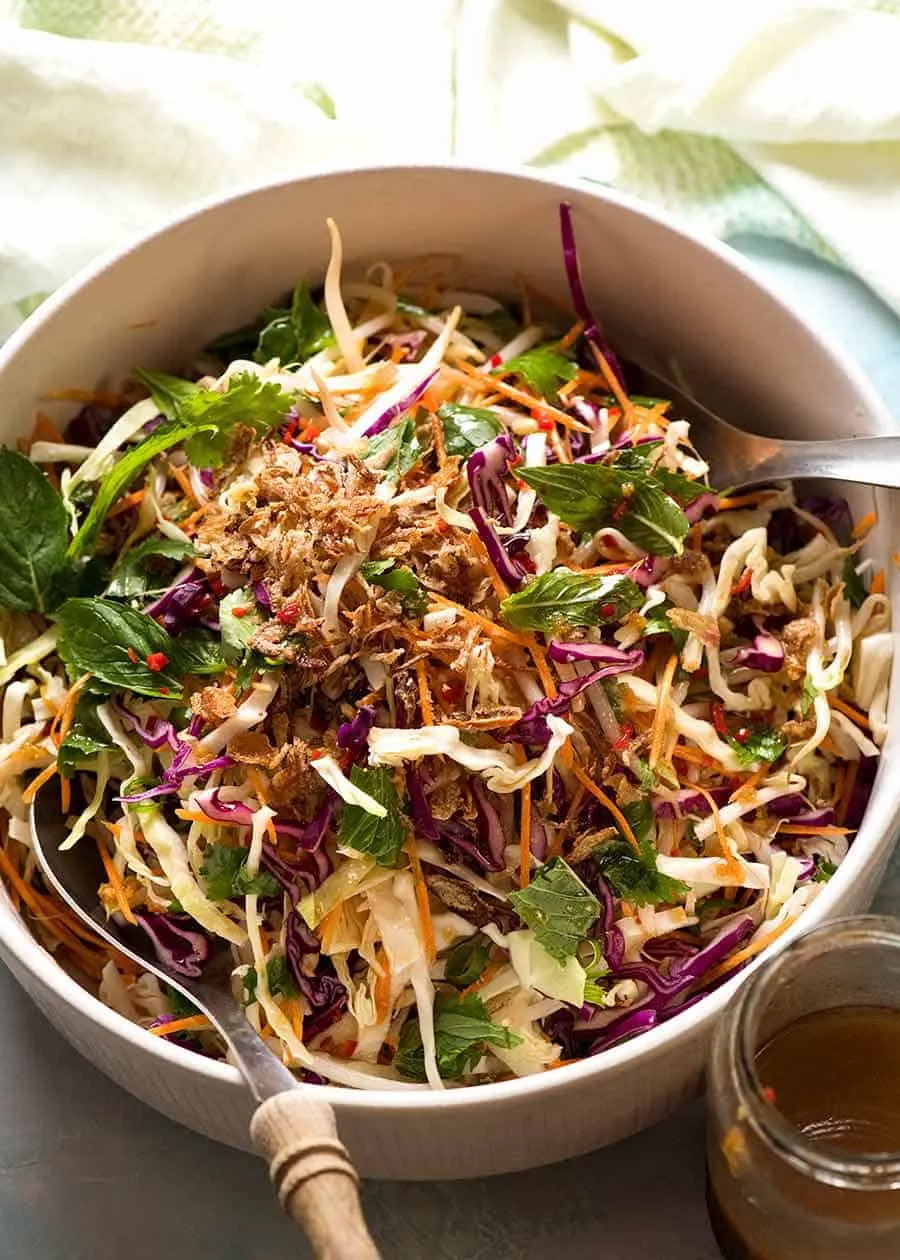 Chinese Stir Fry Over Crunchy Slaw