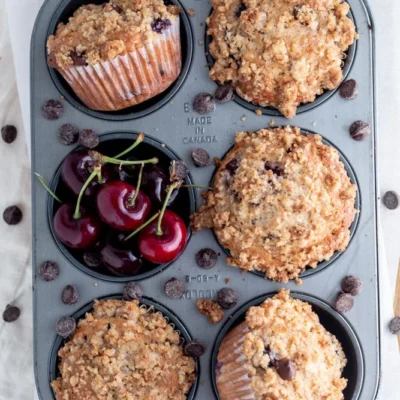 Chocolate Cherry Streusel Muffin Tops