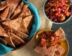 Cinnamon-Sprinkled Chips Paired with Exotic Stone Fruit Salsa