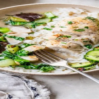 Coconut-Poached Chicken With Bok Choy And Mushrooms