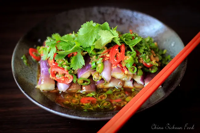 Cold Eggplant With Spicy Asian Peanut Dressing