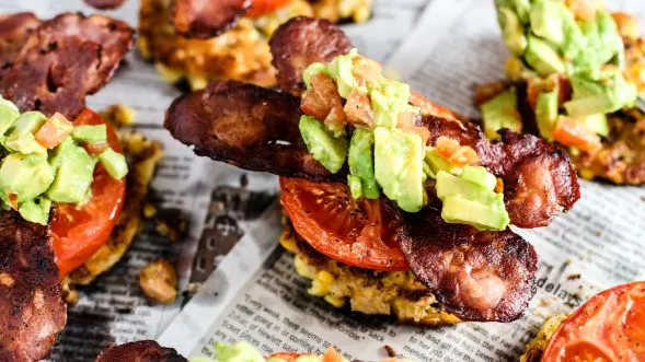 Corn Fritters With Crispy Bacon, Roasted