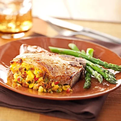 Corn Stuffed Pork Chops