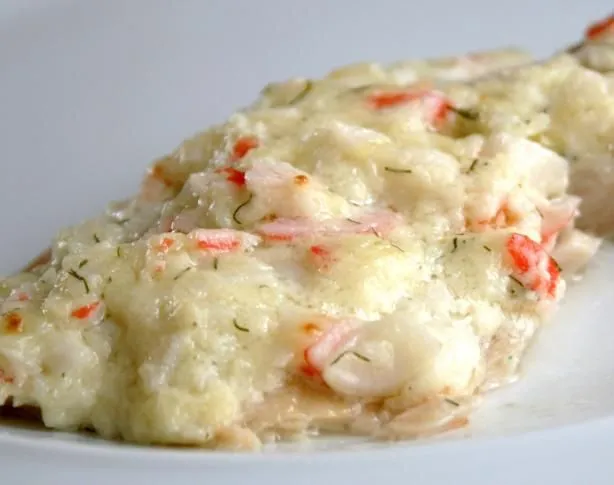 Creamy Crab Topped Tilapia