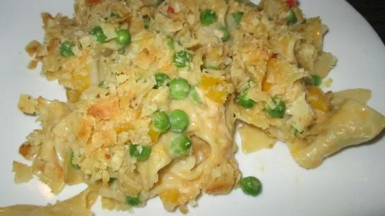 Creamy Tuna and Noodle Bake with Pimento Accents