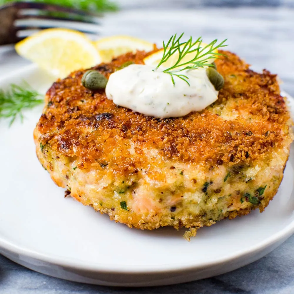 Crispy Salmon Cakes With Lemon Caper