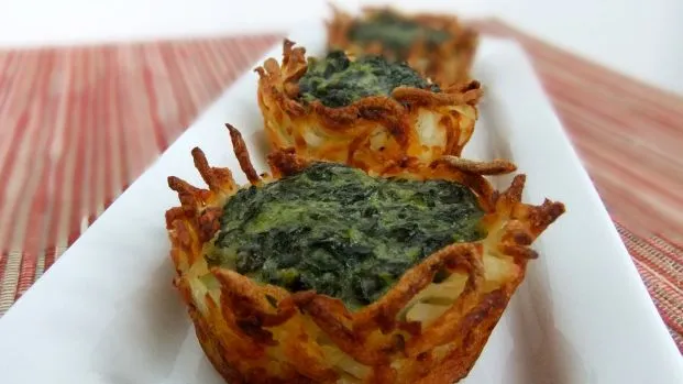 Crispy Spinach and Goat Cheese Hashbrown Delight