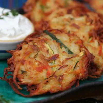 Crispy Three-Color Veggie Latkes Recipe