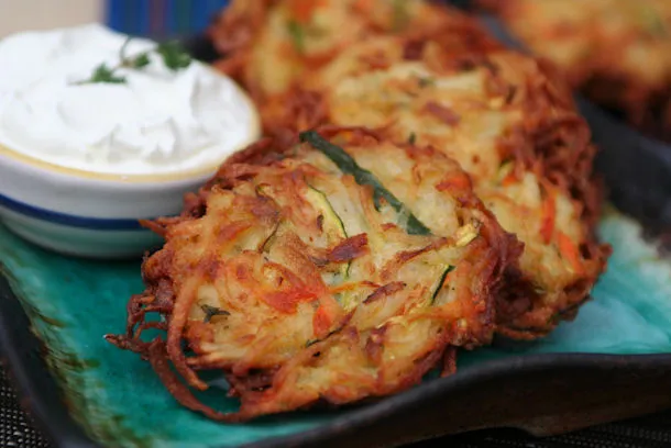 Crispy Three-Color Veggie Latkes Recipe