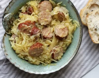 Crock Pot Apple And Sauerkraut Kielbasa Low