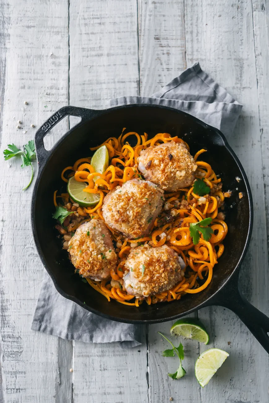 Crunchy Macadamia Nut Chicken Over