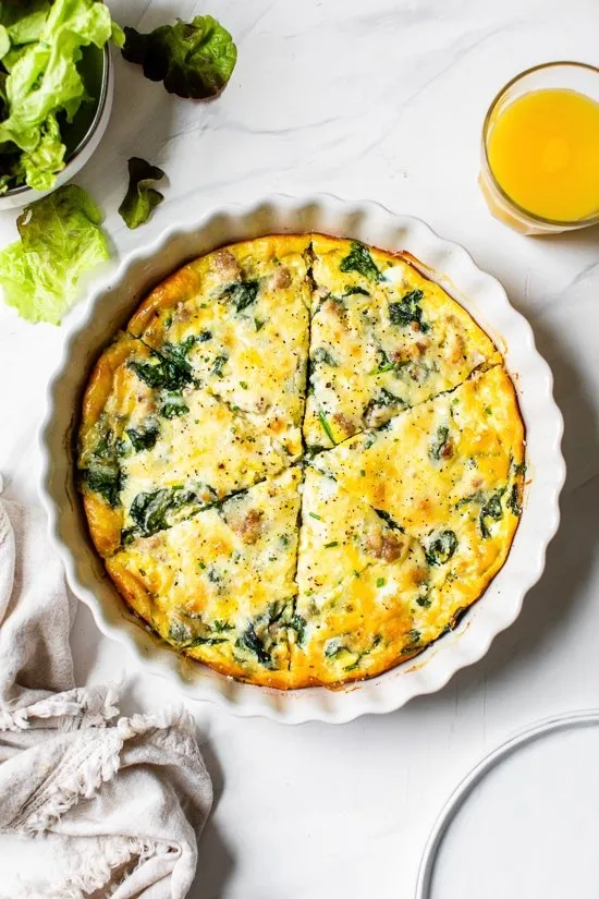 Crustless Sausage And Spinach Quiche