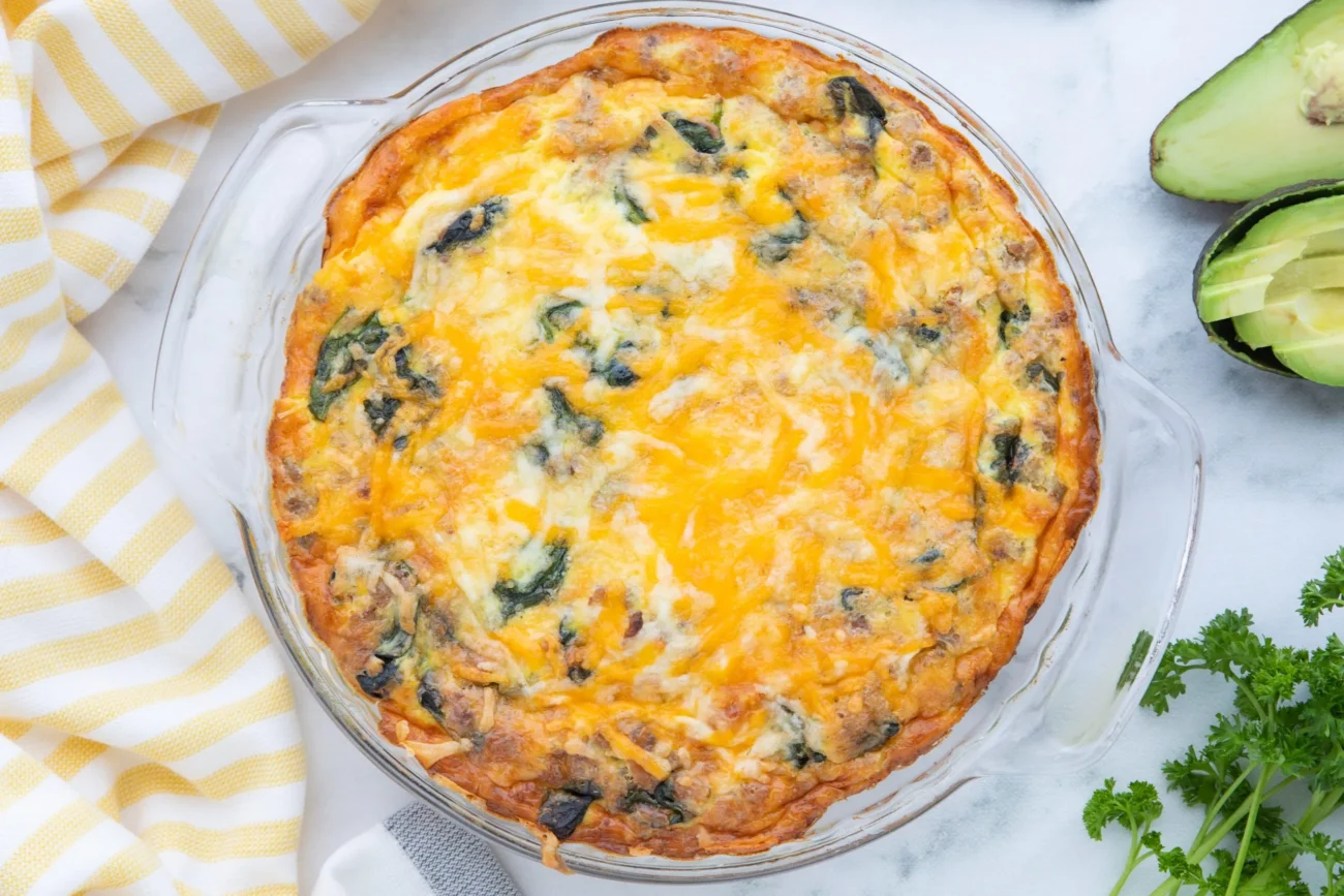 Crustless Sausage And Spinach Quiche