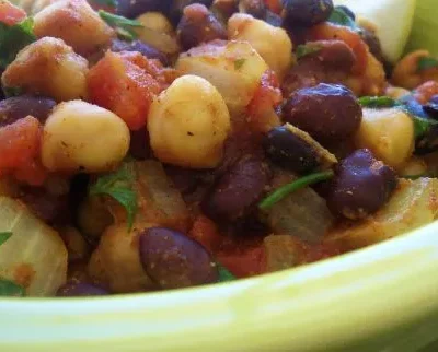 Curried Chickpeas And Black Beans-Low