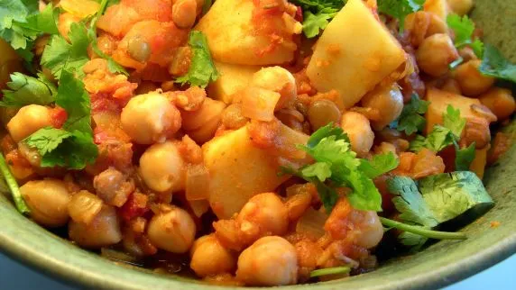 Dal With Spiced Tomatoes And Potatoes