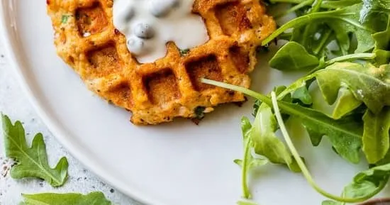 Easy 10-Minute Waffled Salmon Cakes