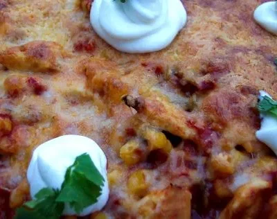 Easy Cheesy Chicken Tortilla Casserole Bake