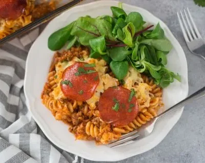 Easy Pizza Pasta Casserole Oamc