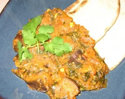 Eggplant Aubergine - Spinach Curry