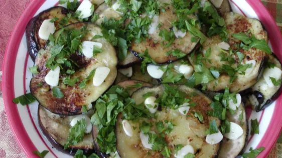 Eggplant Aubergine With Raw Garlic