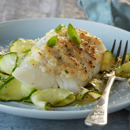 Emerils Sauted Halibut With Zucchini Pasta