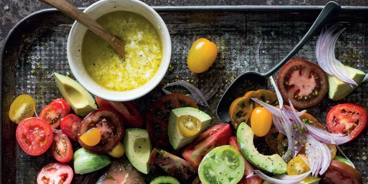 Feta, Avocado And Tomato In Vinaigrette