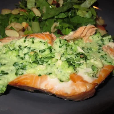 Feta And Ricotta Stuffed Salmon With Spinach - Oven Roasted To Perfection