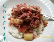 Filipino Corned Beef Hash Over Rice