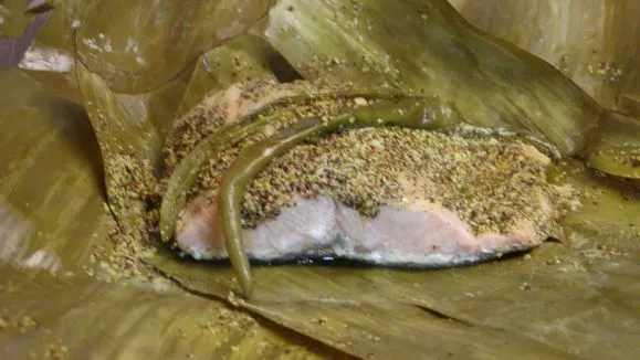 Fish Steamed In Banana Leaves