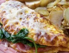 Fluffy Omelette With Ham, Spinach And