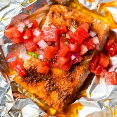 Foil Packet Spice Rubbed Fish With Watermelon Salsa