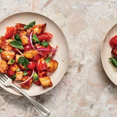 Fresh Basil And Tomato Salad With Aged Balsamic Drizzle