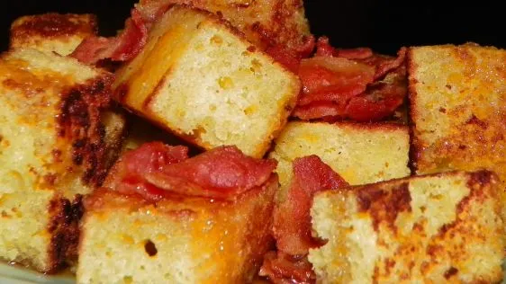 Fried Cornbread With Maple Syrup