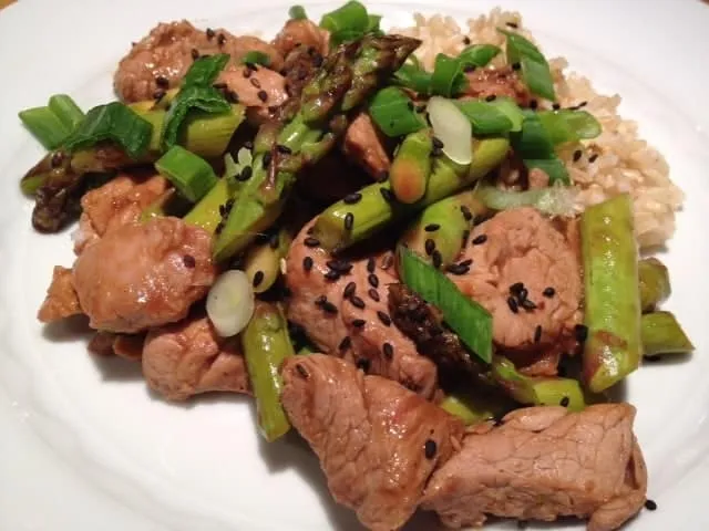 Fried Ginger Pork Strip With Asparagus