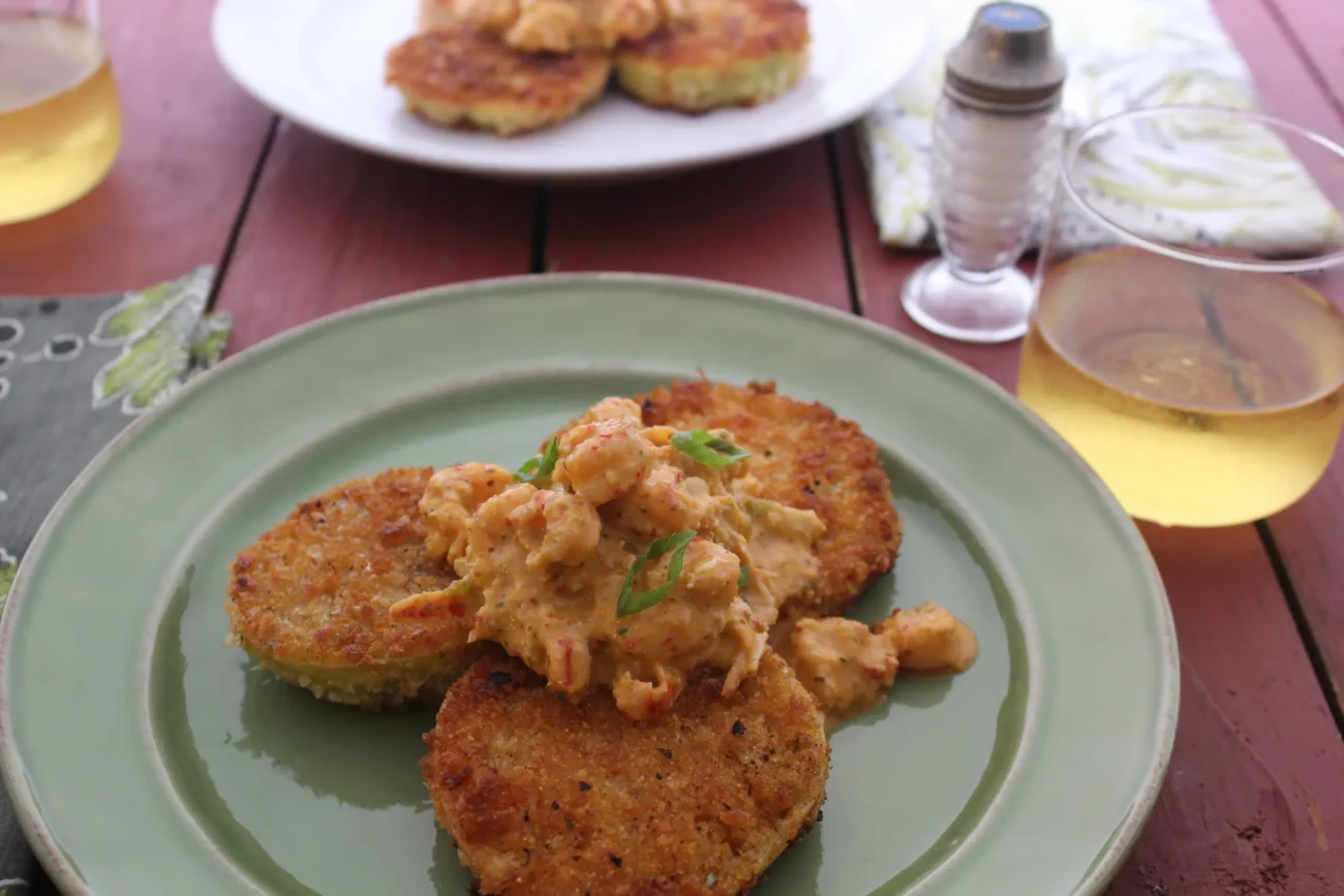 Fried Green Tomatoes With Crawfish Or