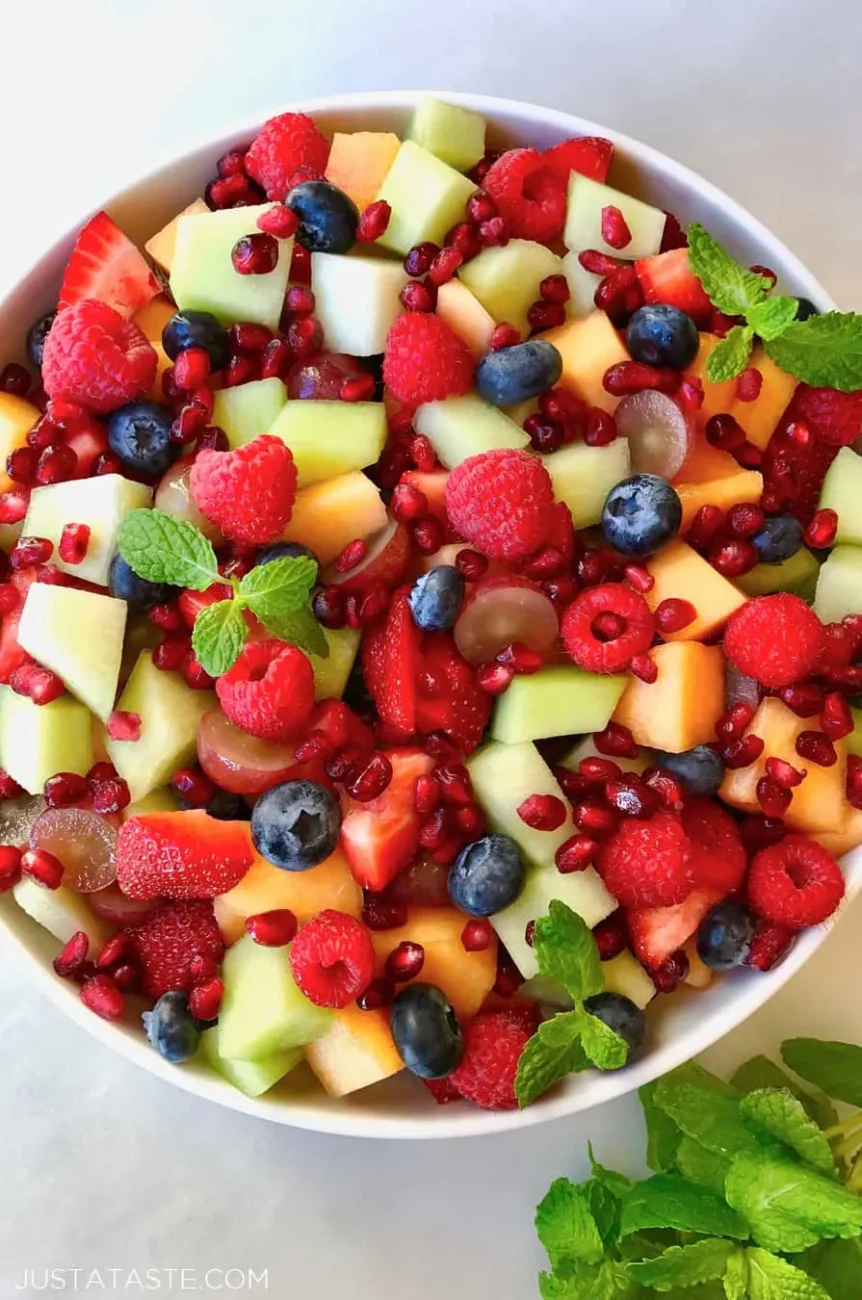 Fruit Salad With Honey Ginger Lime Dressing