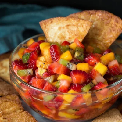 Fruit Salsa With Cinnamon Sugar Tortillas