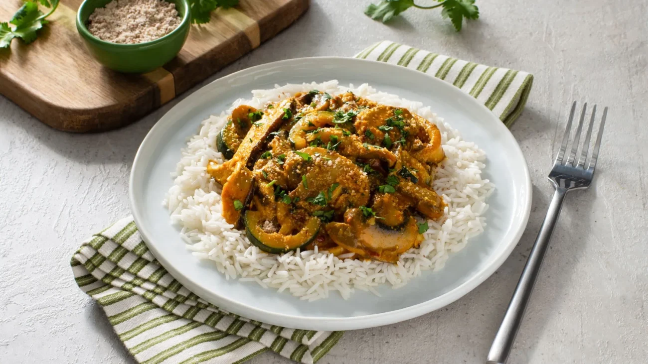 Fruity Vegetable Curry Served on Fragrant Basmati Rice