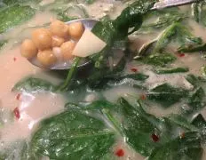 Garlic, Chickpea & Spinach Soup